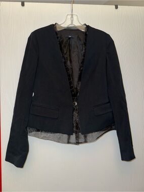 GAP Black Women's Single-Button Open-Front Blazer